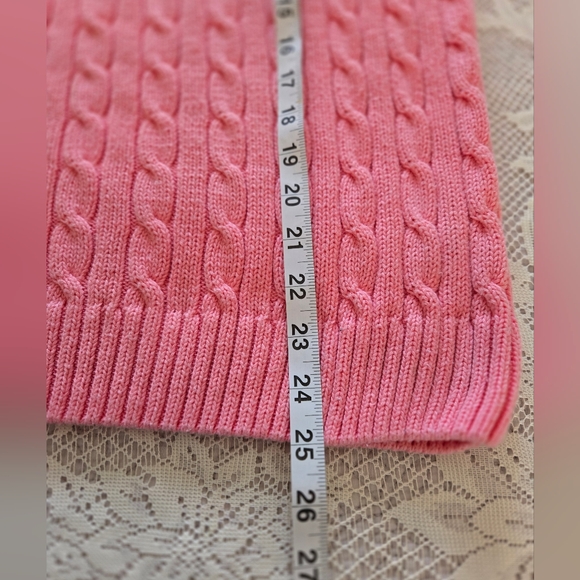 Lilly Pulitzer Pink Cable Knit Long Sleeve Crew Neck Sweater Size M Preppy - Picture 7 of 8